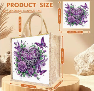 Diamond Painting Tragtasche Herz Schmetterlinge